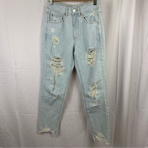 Garage Denim Women's Jeans Mom 01 25 Distressed Light Wash 27" Inseam Destroyed